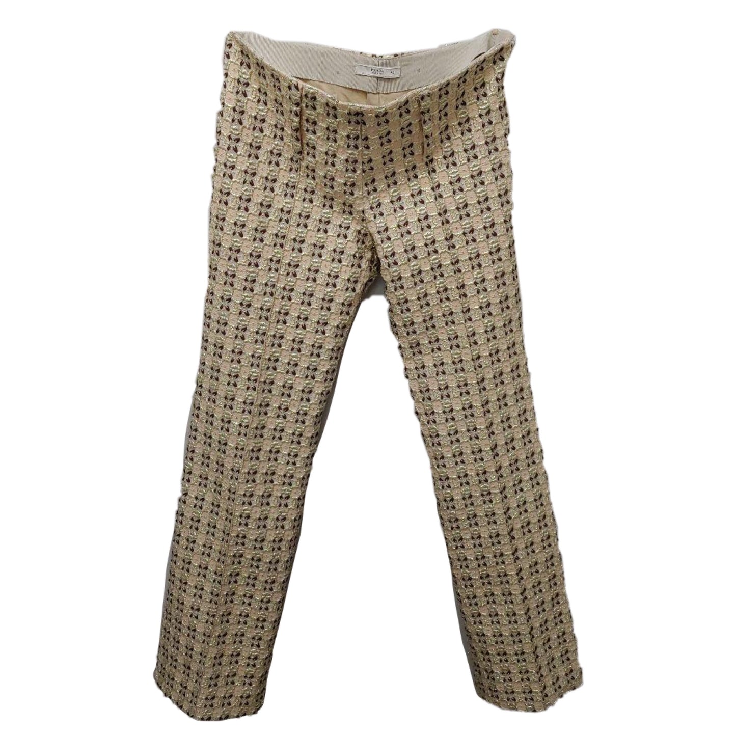 Prada Metallic Tweed Tile Print Trousers