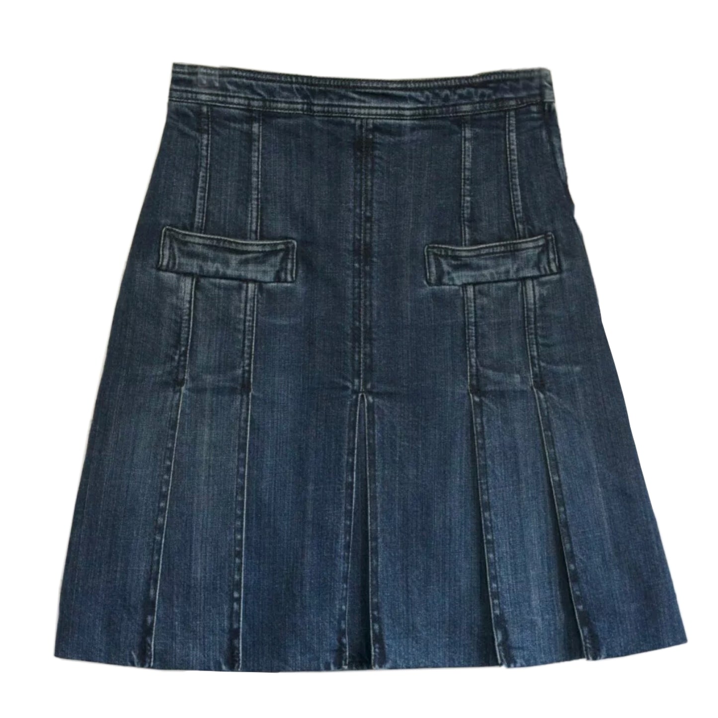 Chanel Denim A Line Pleated Skirt