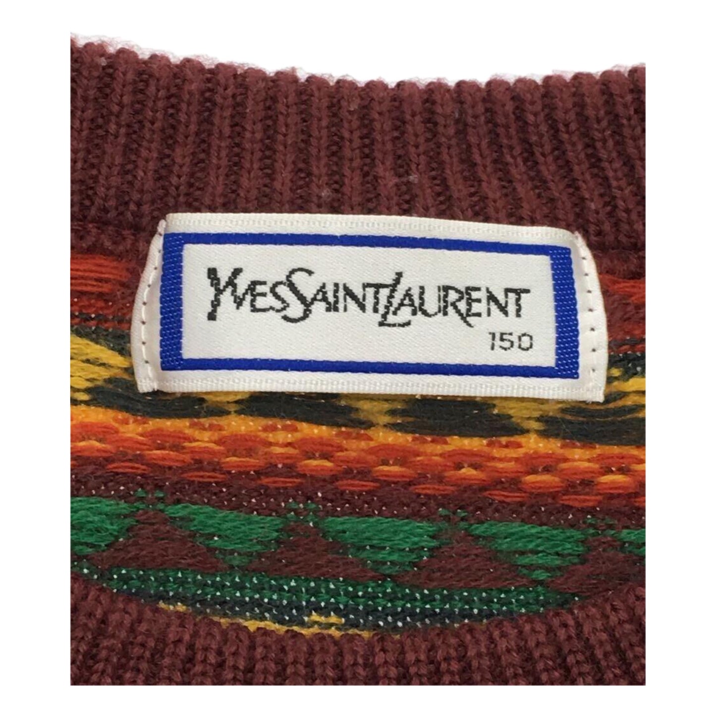 Yves Saint Laurent Logo Stripe Pattern Knit Sweater