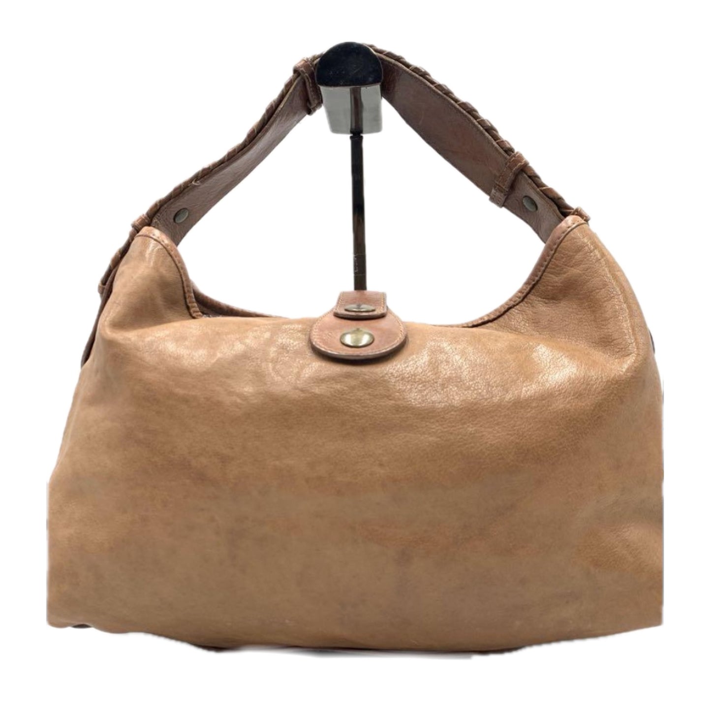 Chloe Leather Braided Trim Pocket Shoulder Handbag