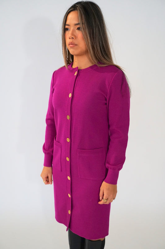 Yves Saint Laurent Knit Button Down Midi Dress