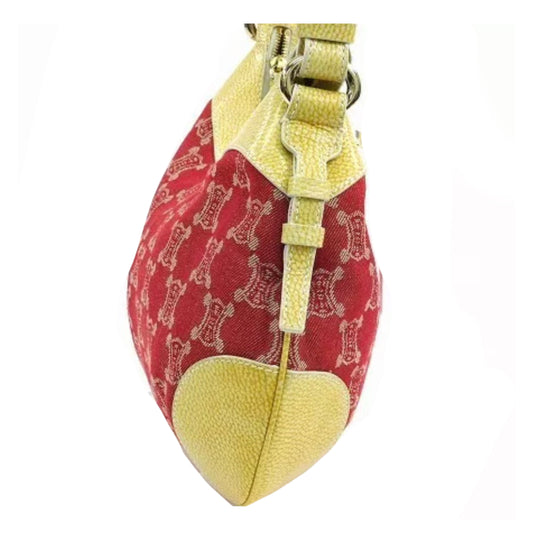 Celine Monogram Red/Yellow Canvas Leather Handbag