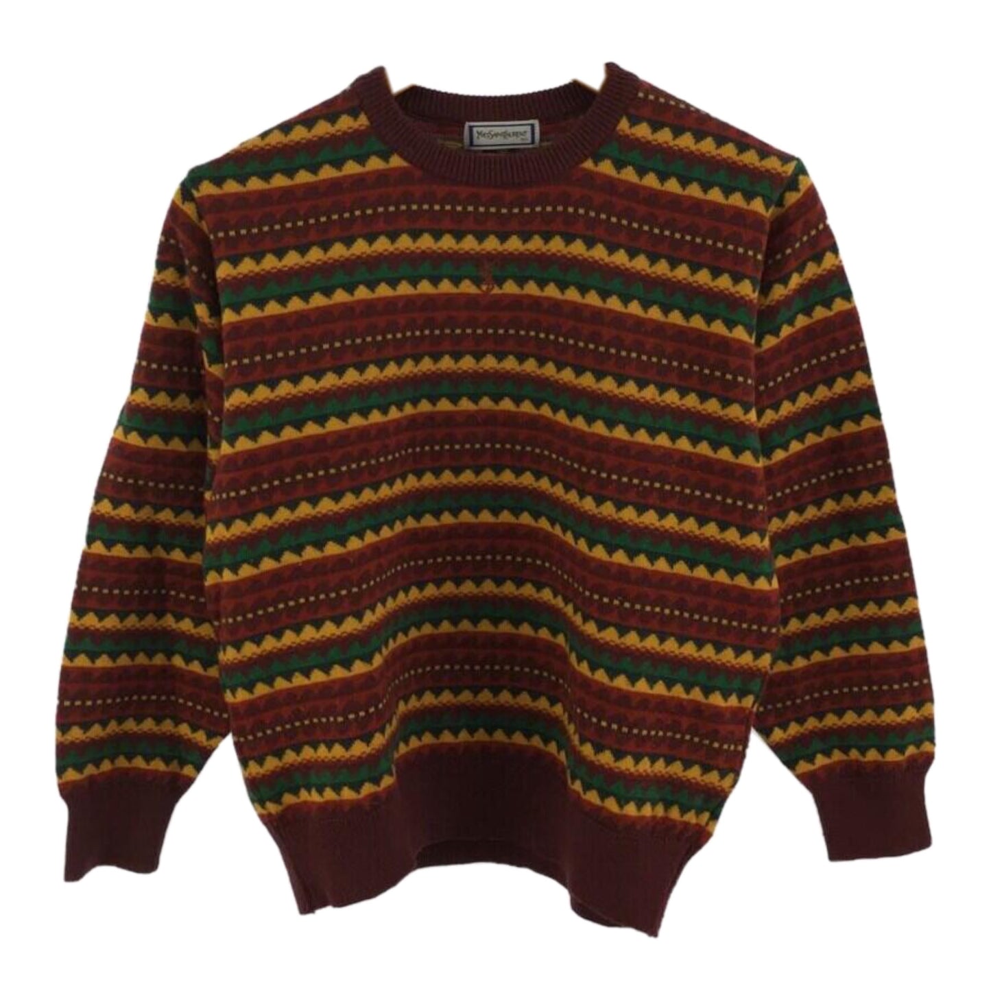 Yves Saint Laurent Logo Stripe Pattern Knit Sweater
