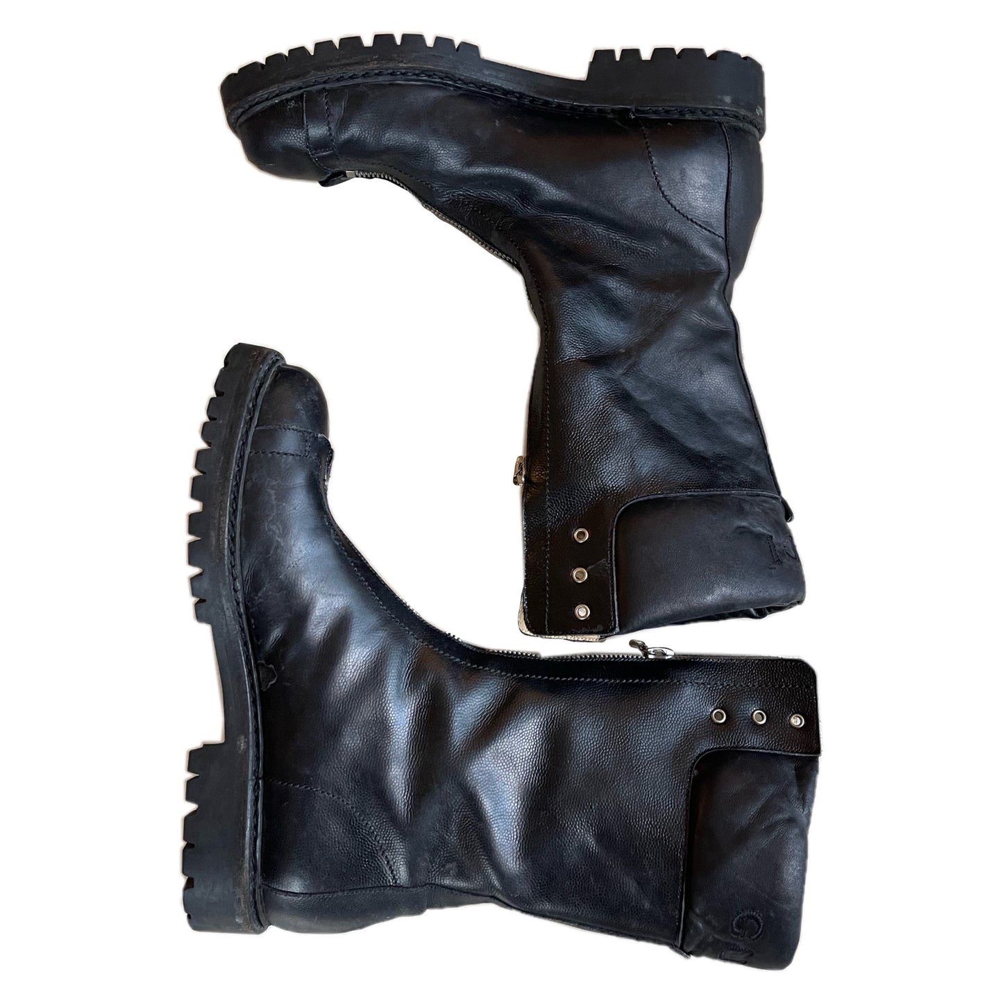 Gucci Leather Logo Front Zip Boots