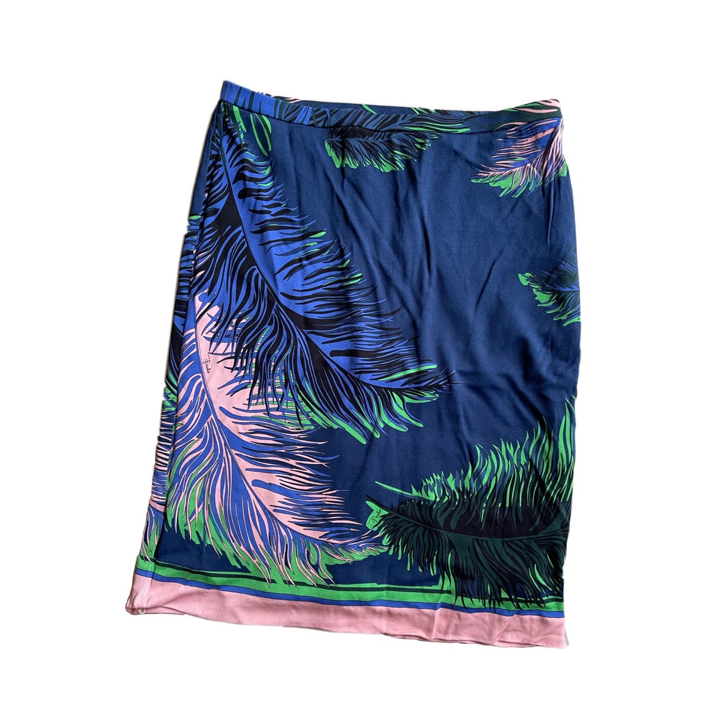 Emilio Pucci Palm Print Skirt W Matching Scarf/Belt