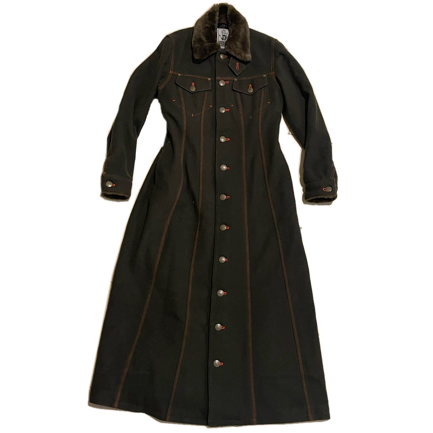 Jean Paul Gaultier Maxi Military Fur Button Coat