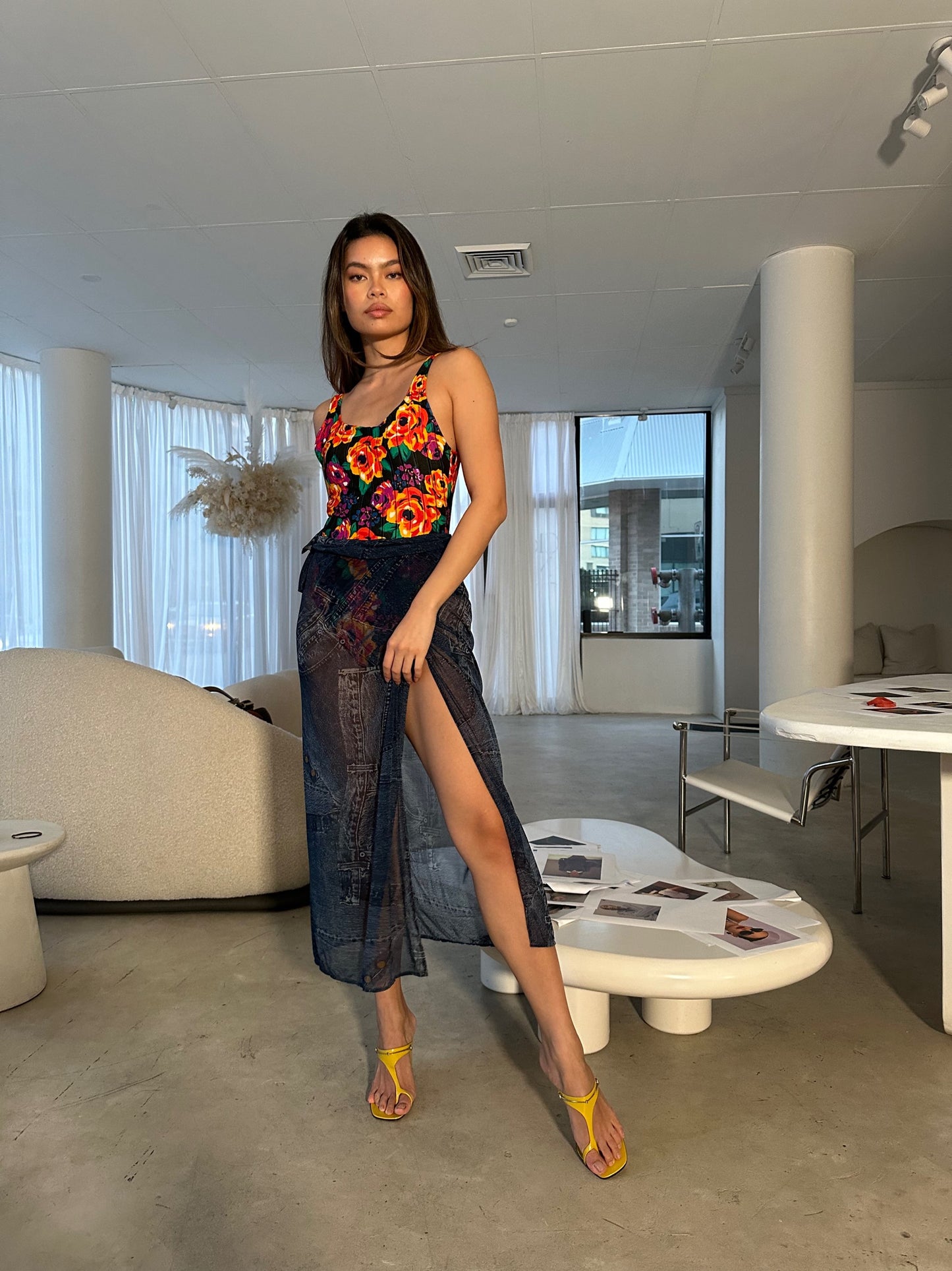 Christian Dior Denim Print Sheer Sarong