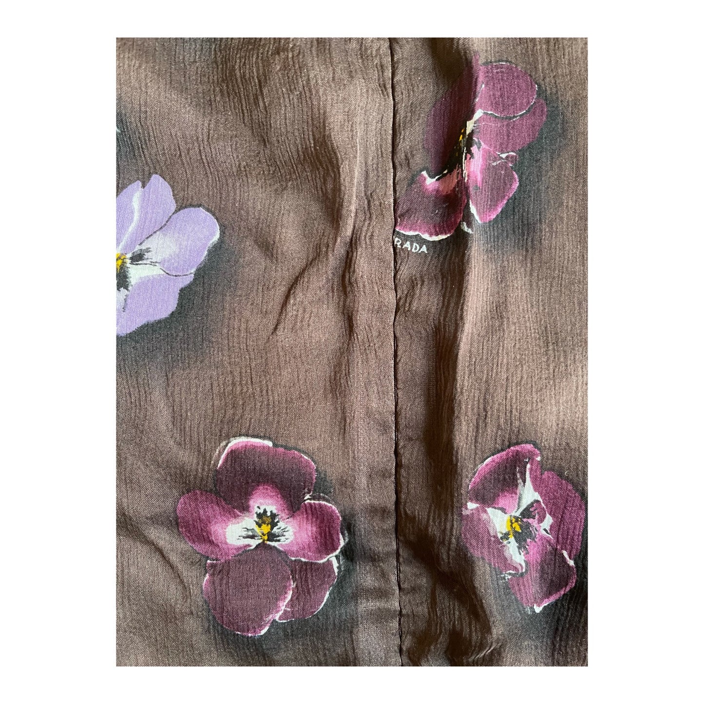 Prada Brown Floral Silk Midi Dress