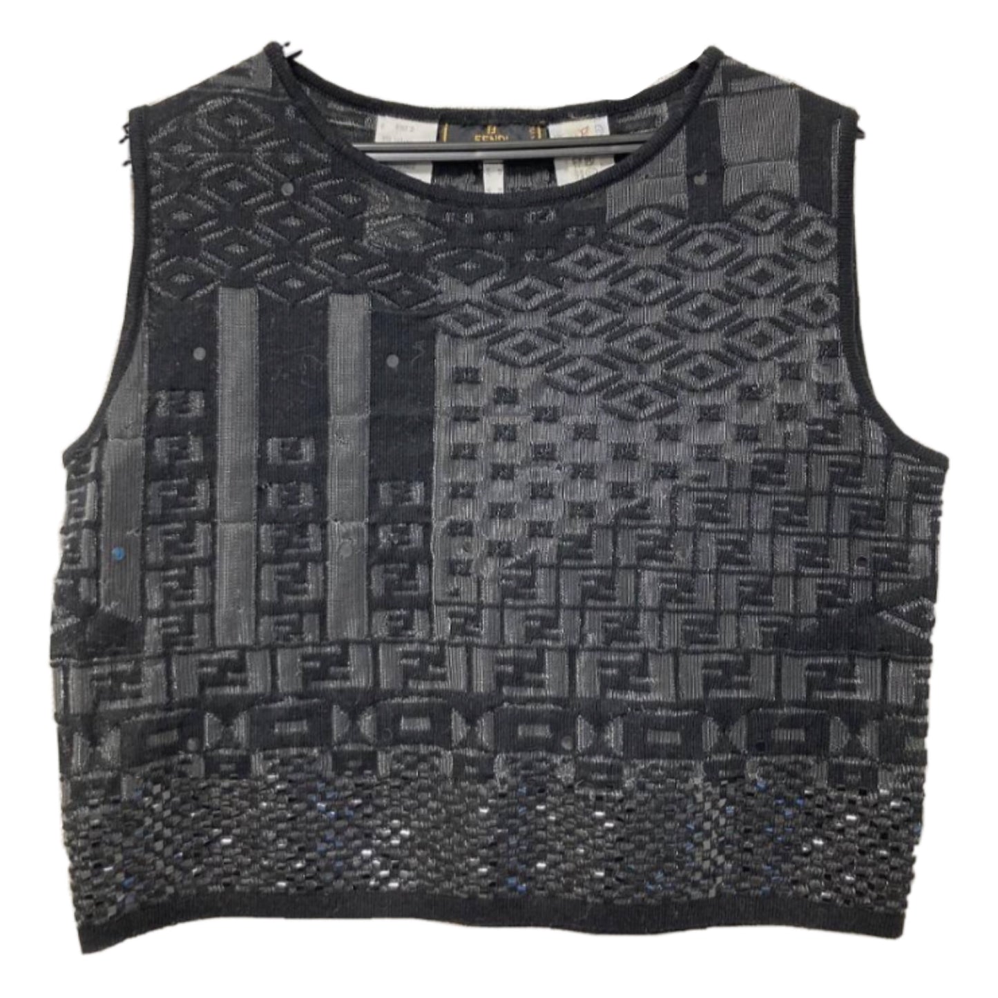 Fendi Knit Mesh Zucca Tank Crop Top