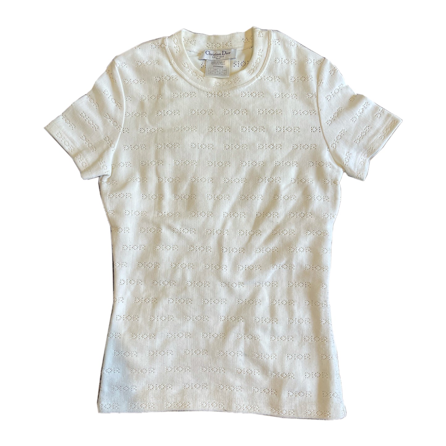 Christian Dior Logo Mesh Ivory Tee