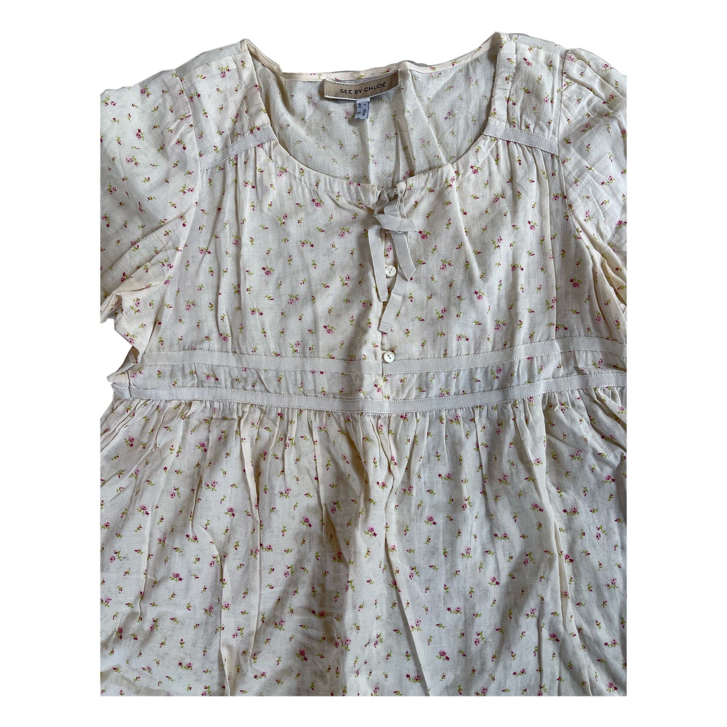 See By Chloe Ditsy Floral Babydoll 3/4 Sleeve Top