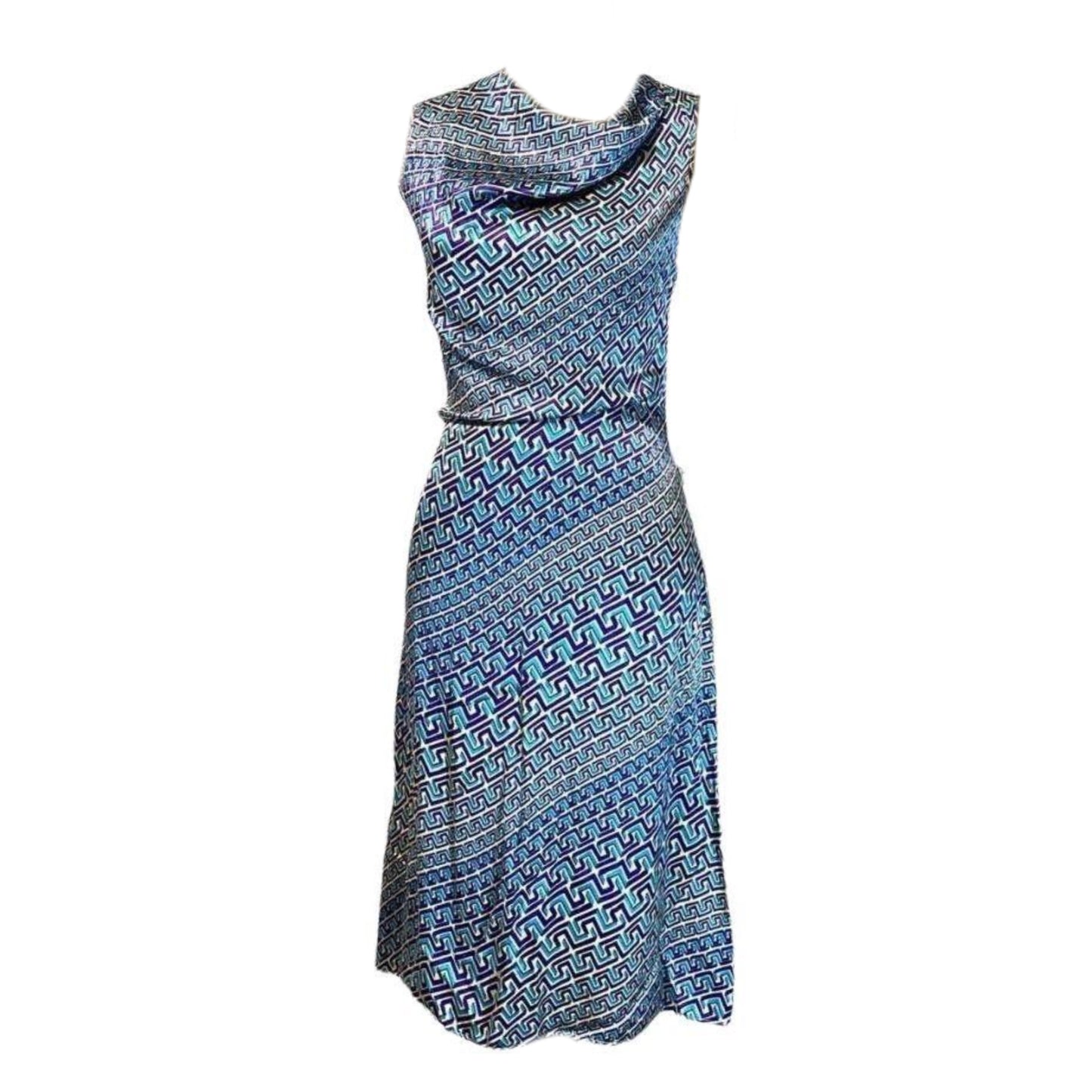Versace Jeans Couture Maze Print Cowl Neck Sless Midi Dress