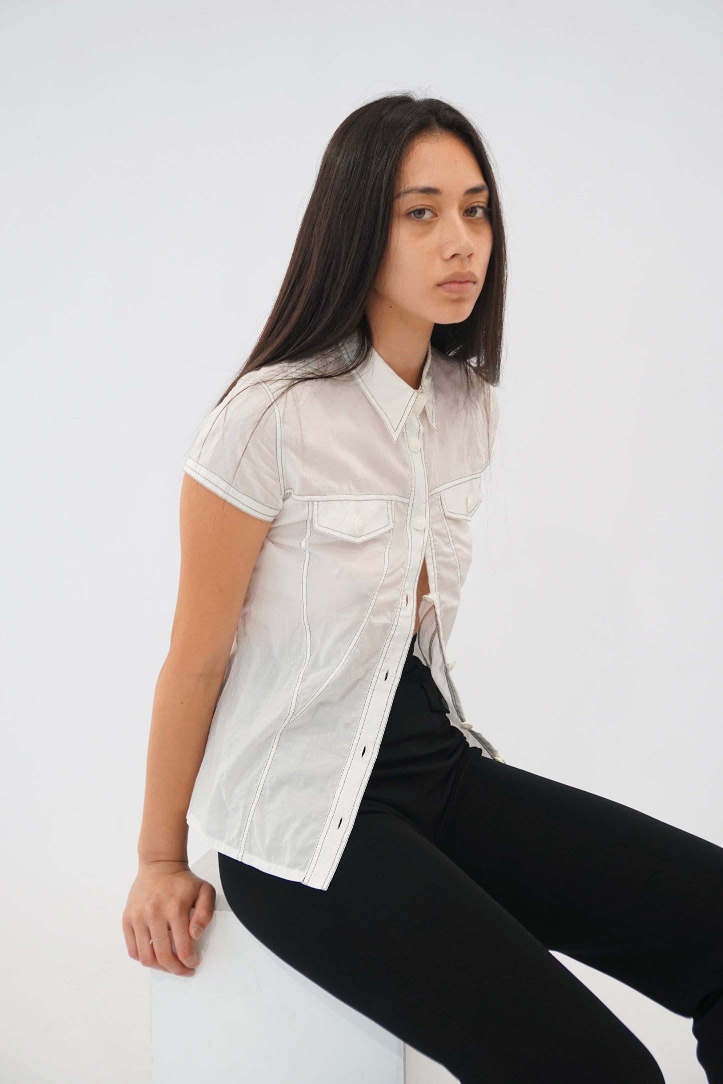 Versace Pocket SS Contrast Stitch Blouse