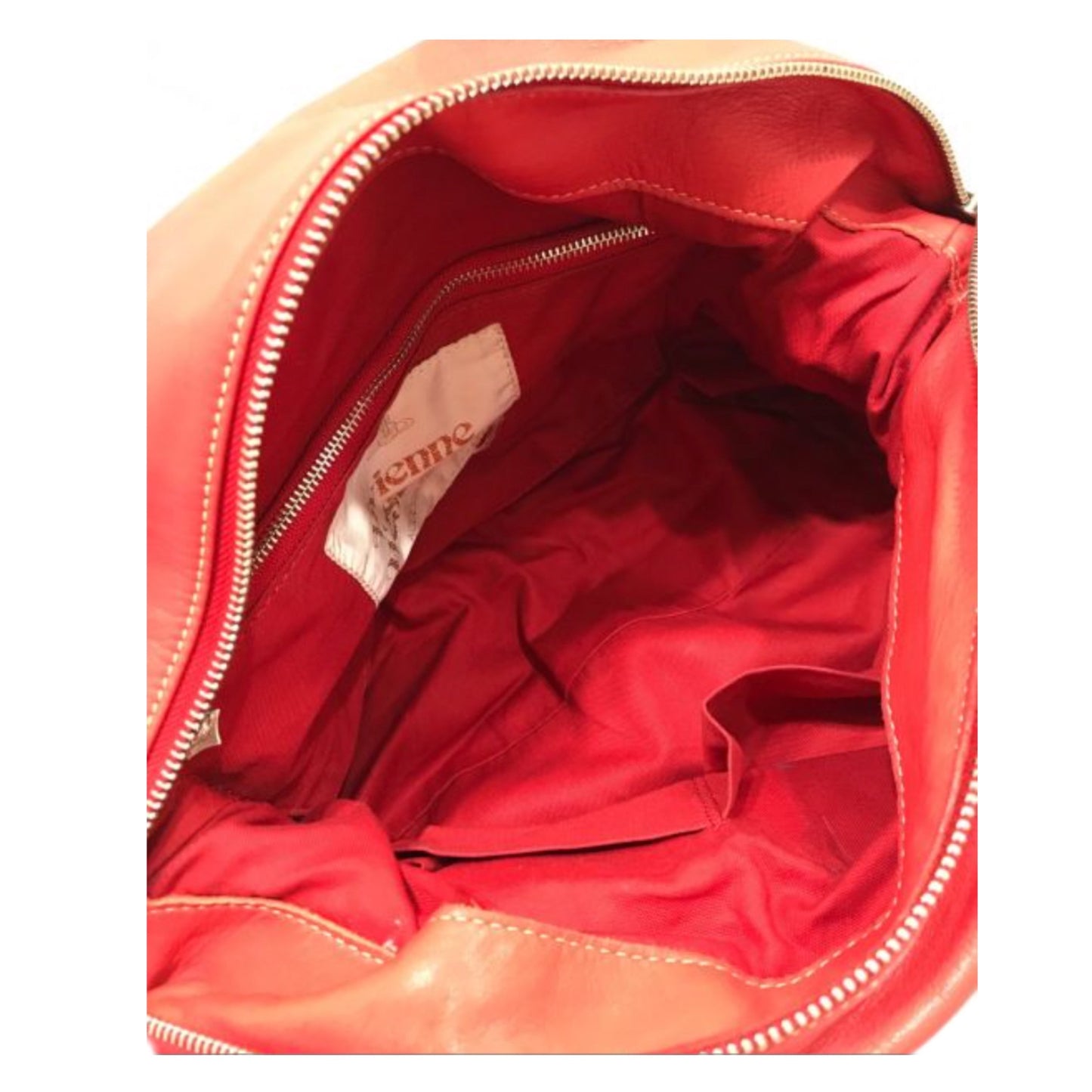 Vivienne Westwood Orbit Logo Leather Double Strap Tote Shoulder Bag