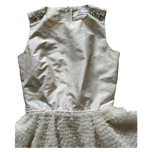 Red Valentino Diamante Beaded Ruffle Tulle Skirt Babydoll Dress