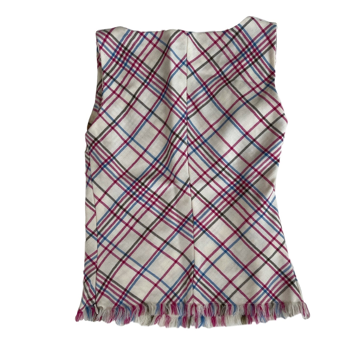 Versace Checkered Cowl Neck Frill Top/Pleated Skirt Set