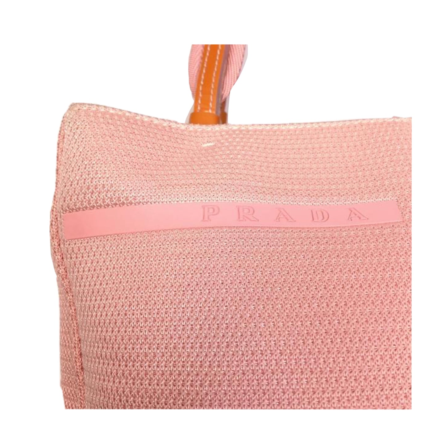 Prada Pink/Orange Mesh Canvas Tote Bag