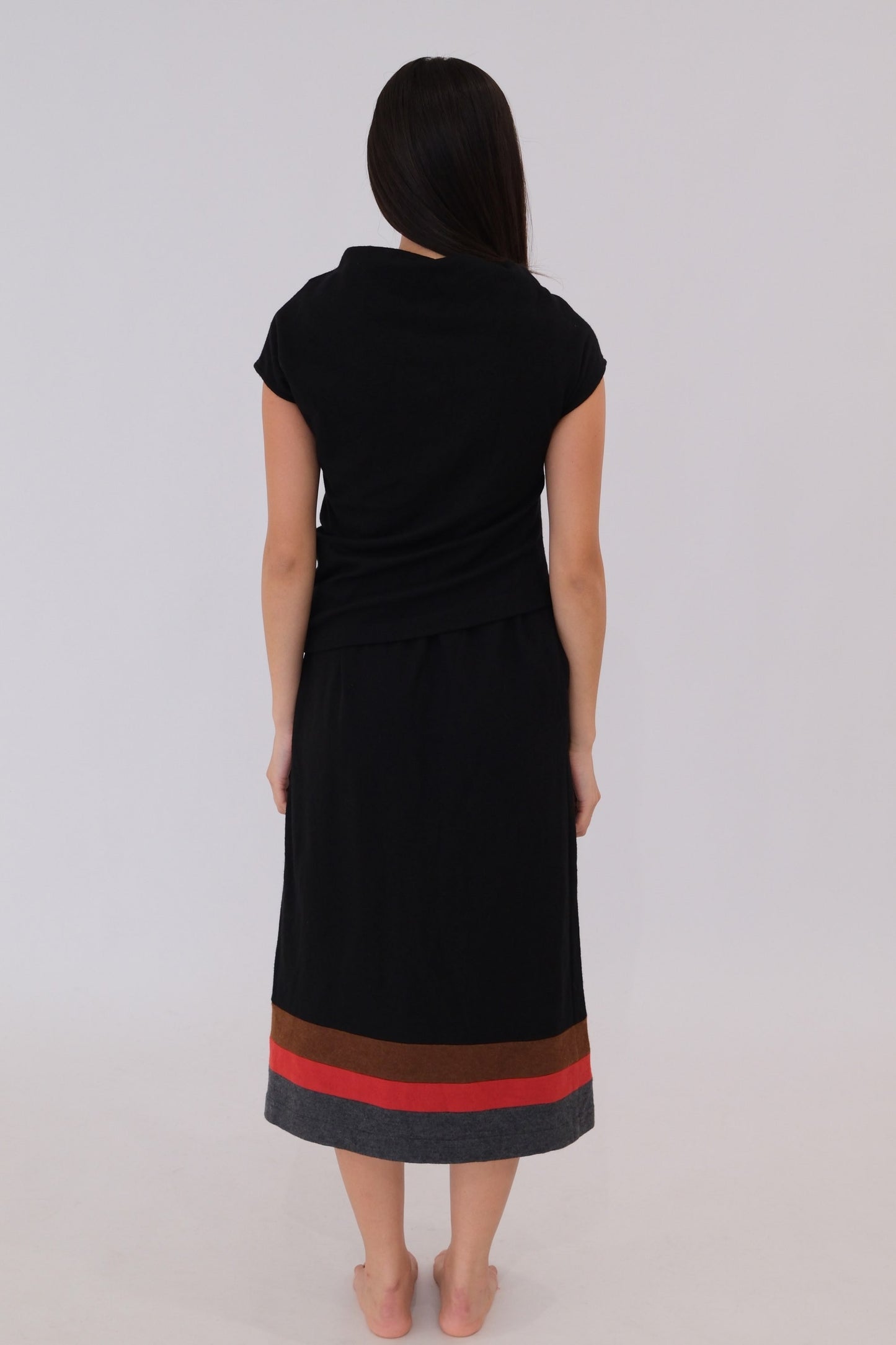Comme Des Garcons Wool Layered Dress W Stripe Hem