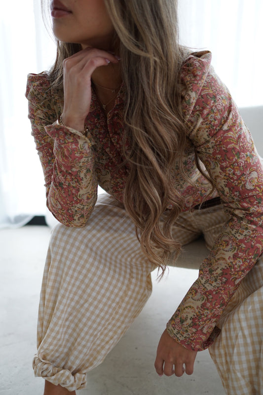 Ralph lauren Paisley Button Down Puff LS Blouse