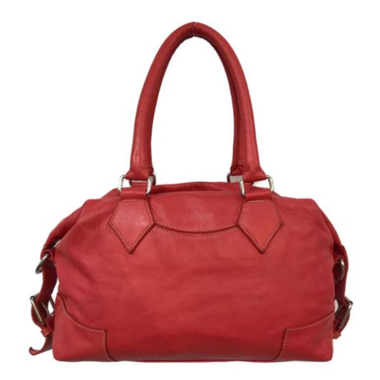 Vivienne Westwood Orbit Logo Leather Double Strap Tote Shoulder Bag