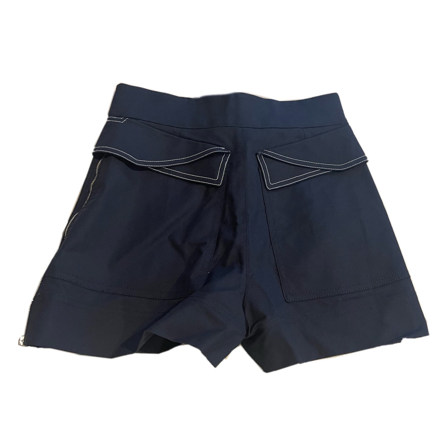 Sportmax White Stitch Side Zipper High Waist Belted Shorts