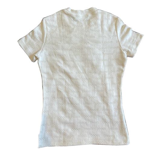 Christian Dior Logo Mesh Ivory Tee