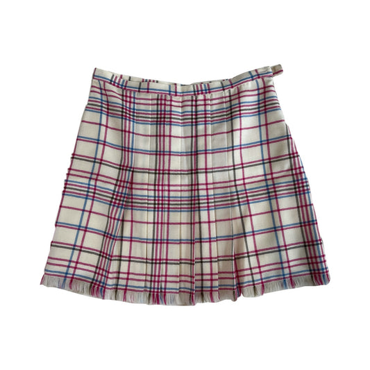 Versace Checkered Cowl Neck Frill Top/Pleated Skirt Set