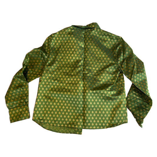 Miu Miu Gold Metallic Printed Sheen Blouse