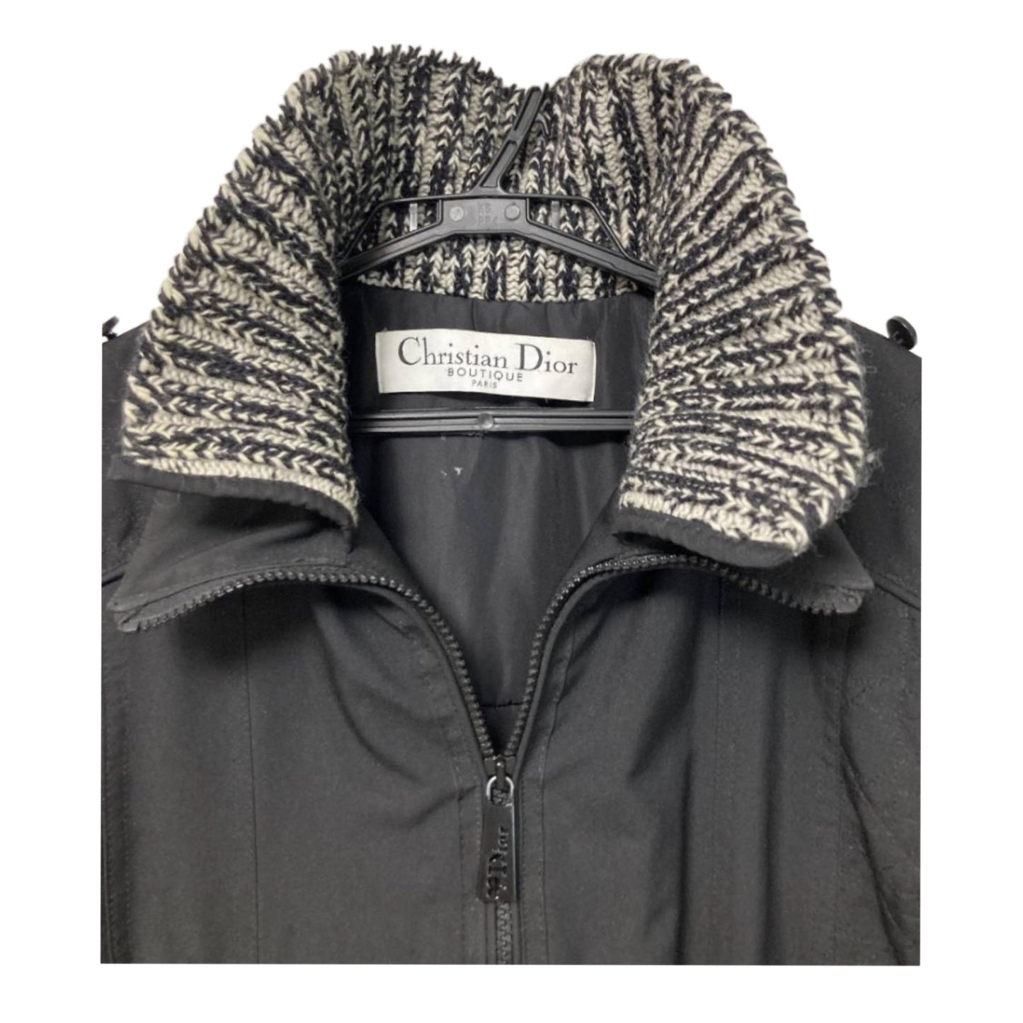 Christian Dior Tactical Utility Zip Jacket w Logo Wool Knit Sleeves