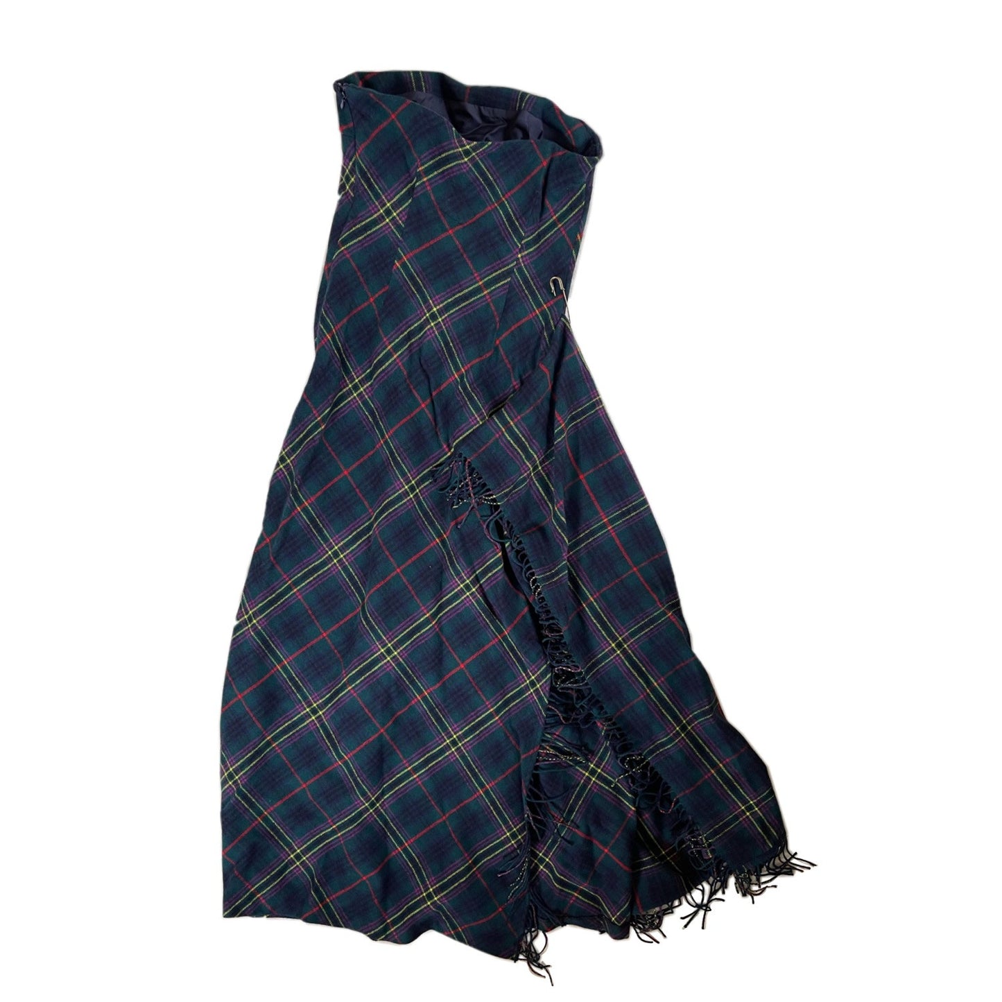 Ralph Lauren Tartan Wool Scarf Sless Maxi Dress