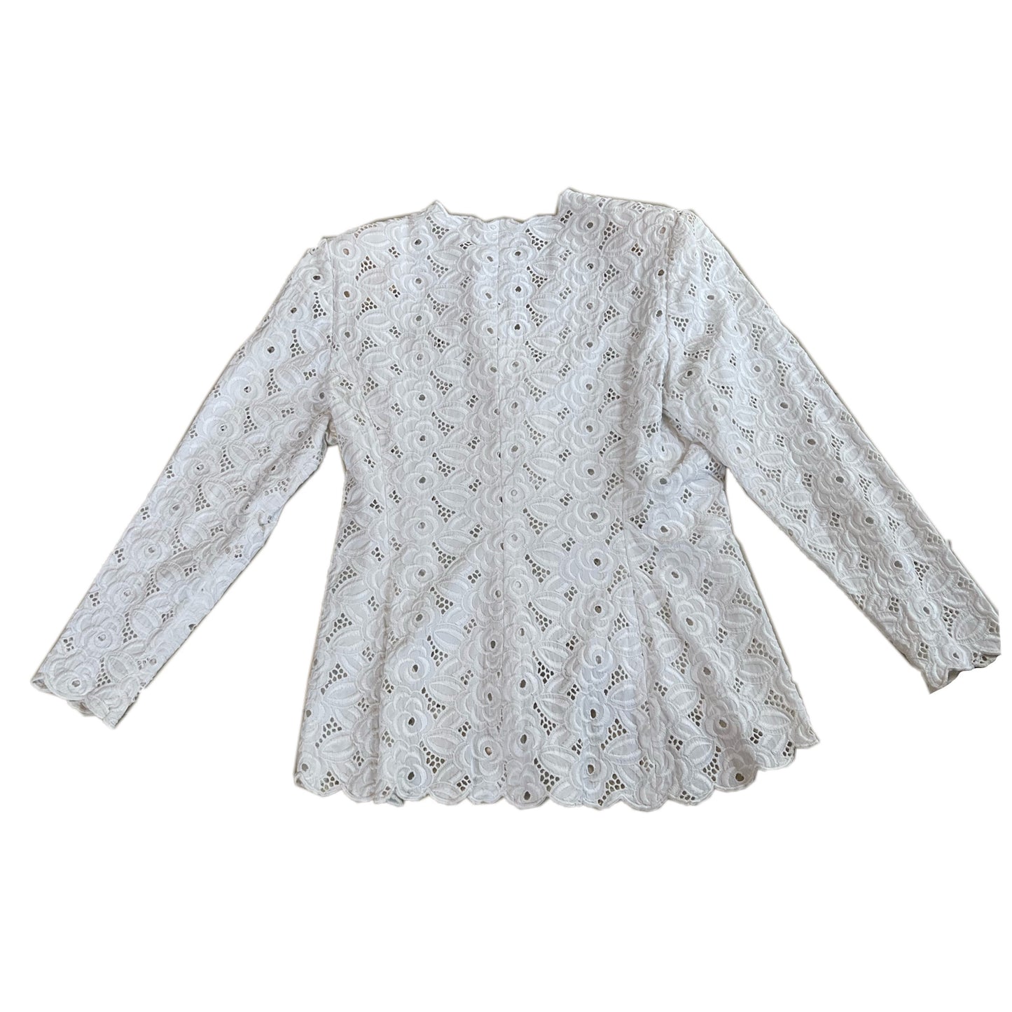 Christian Dior Lace Pearl Button Down Shoulder Pad Blouse