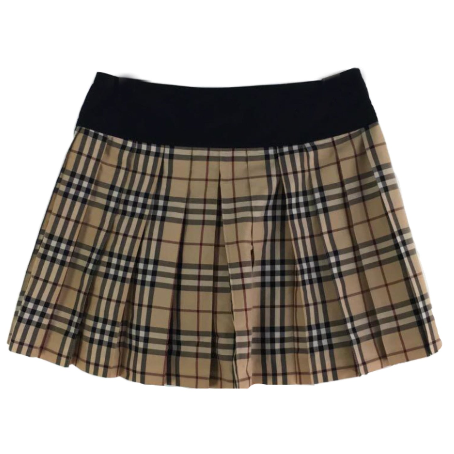 Burberry Blue Label Nova Check Pleated Mini Skirt W Buckle
