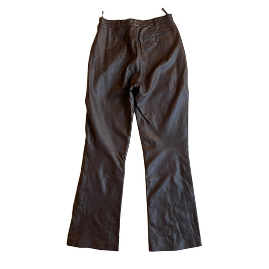 Prada Chocolate Brown Flare High waisted Leather Pants