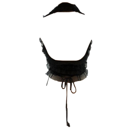 Jean Paul Gaultier Mesh Ruffle Halterneck Tie Vest Top