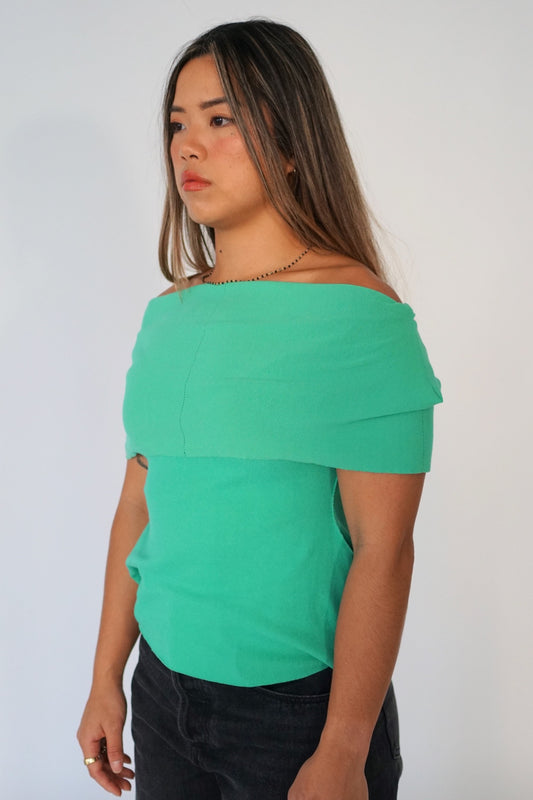 APOC Issey Miyake Off Shoulder Knit Scuba Top