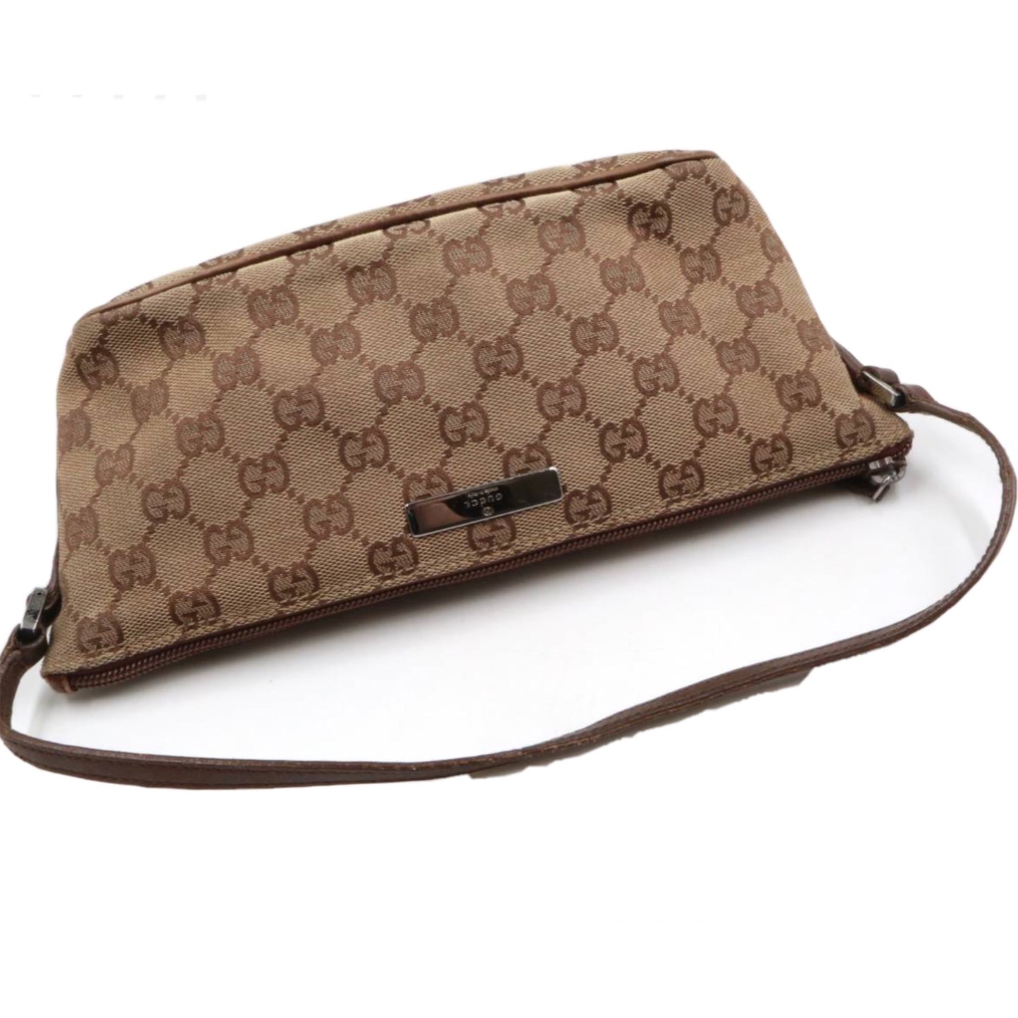 Gucci Canvas Monogram Beige Pouchette Handbag