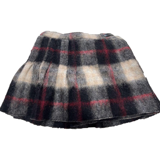 Dolce & Gabbana Wool Plaid Pleated Wrap Skirt w Leather Buckle