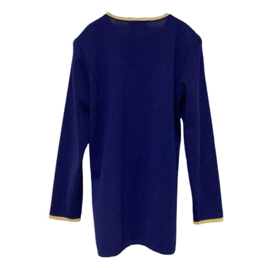 Yves Saint Laurent LS Collarless Knit Button Top
