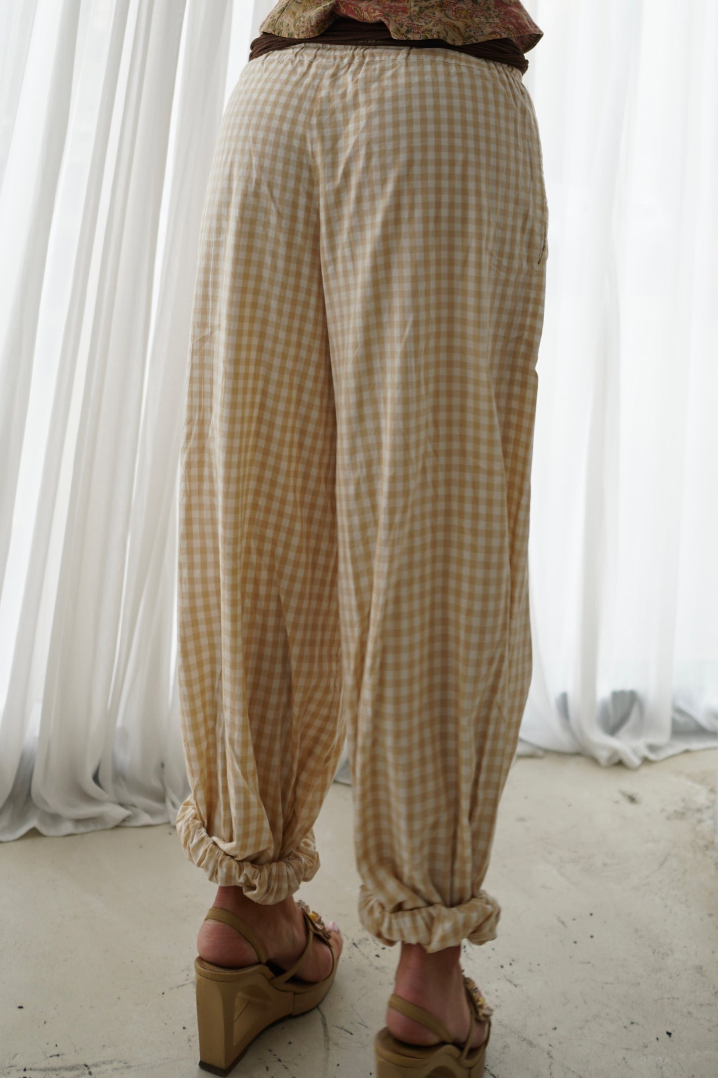 Comme Des Garcons Gingham Checkered Elastic Jogger Pants