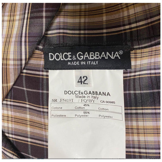Dolce & Gabbana Checkered Western LS Blouse w Pussybow Tie