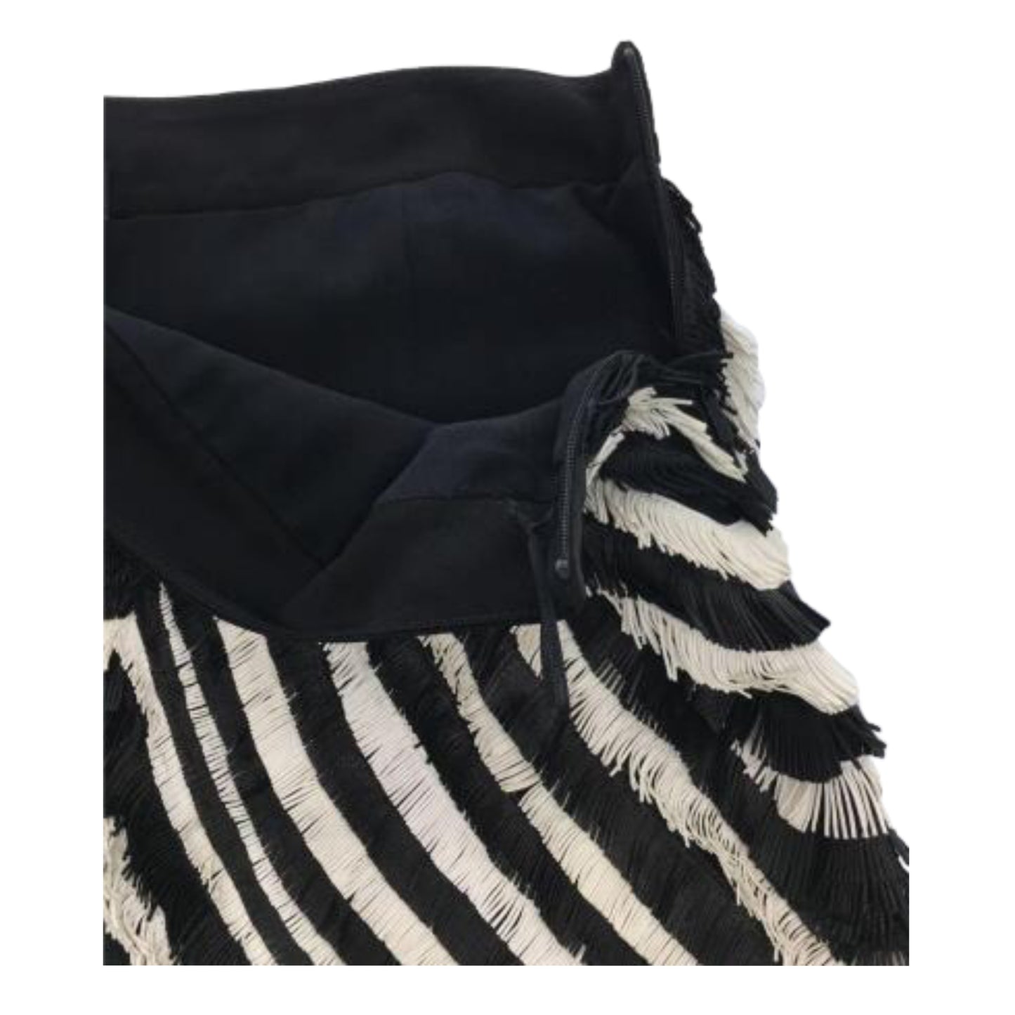 Gucci Zebra Leather Fringe Mini Skirt