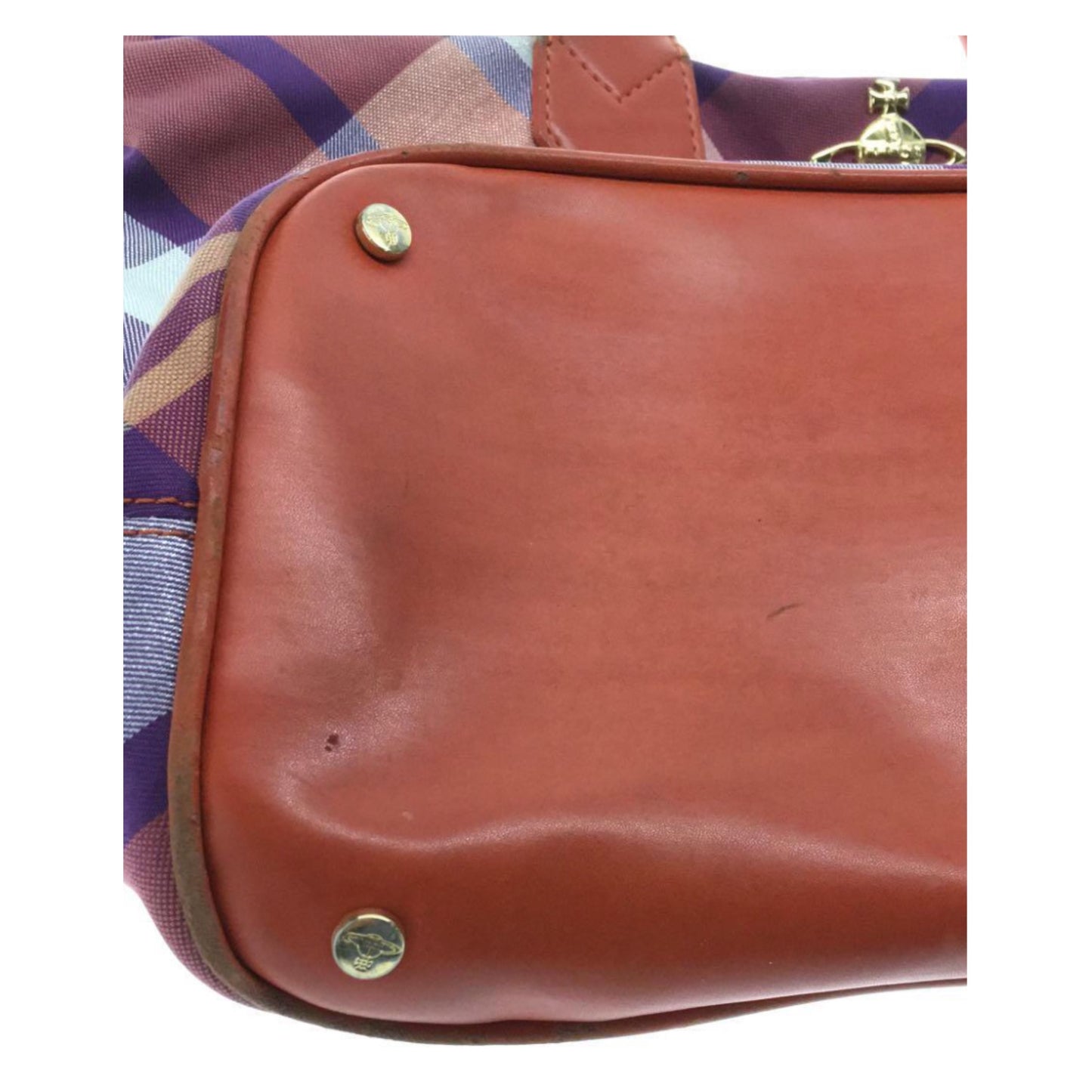 Vivienne Westwood Leather Plaid Check Tote Shoulder Bag