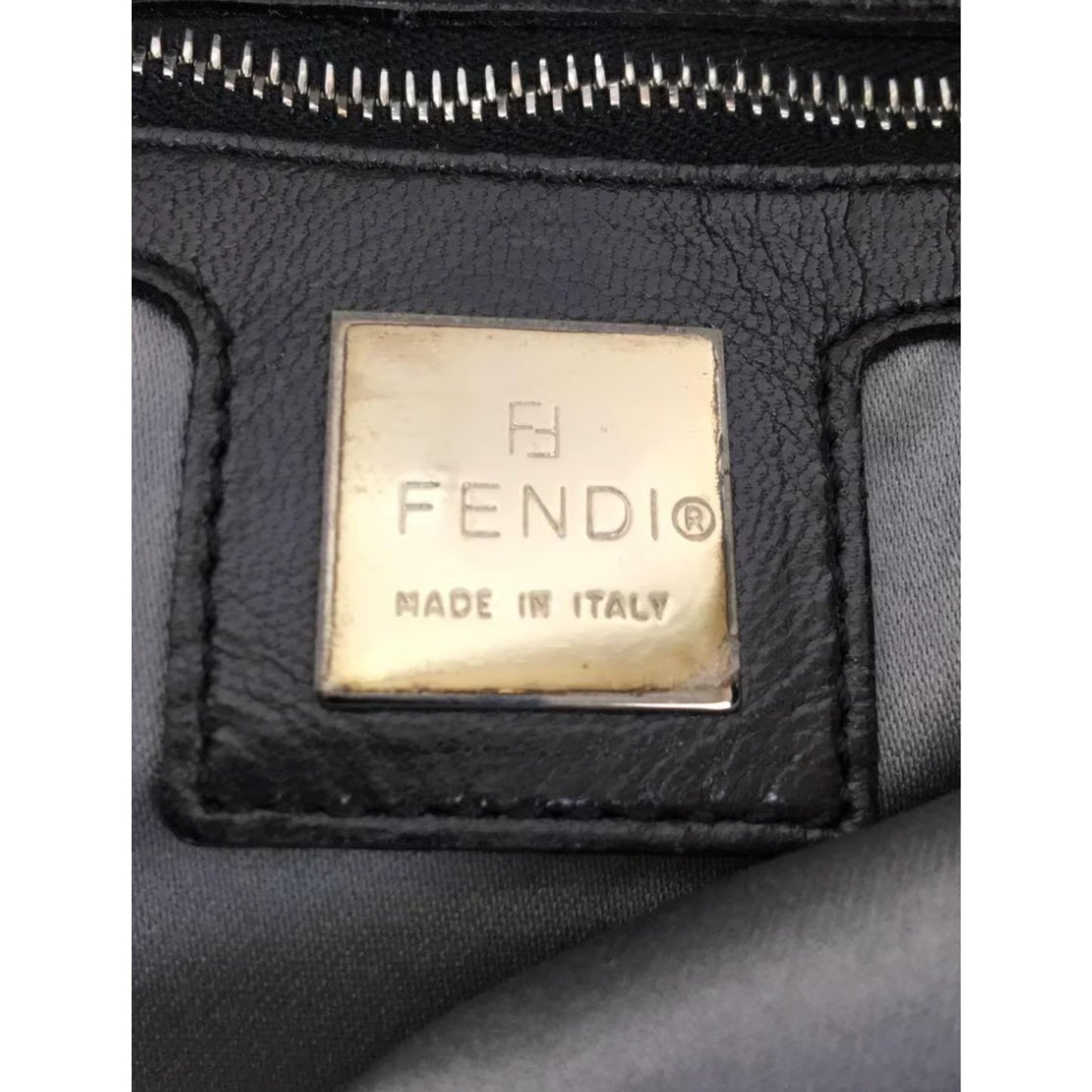 Fendi Fabric Double Strap Metal Zucca Logo Handbag
