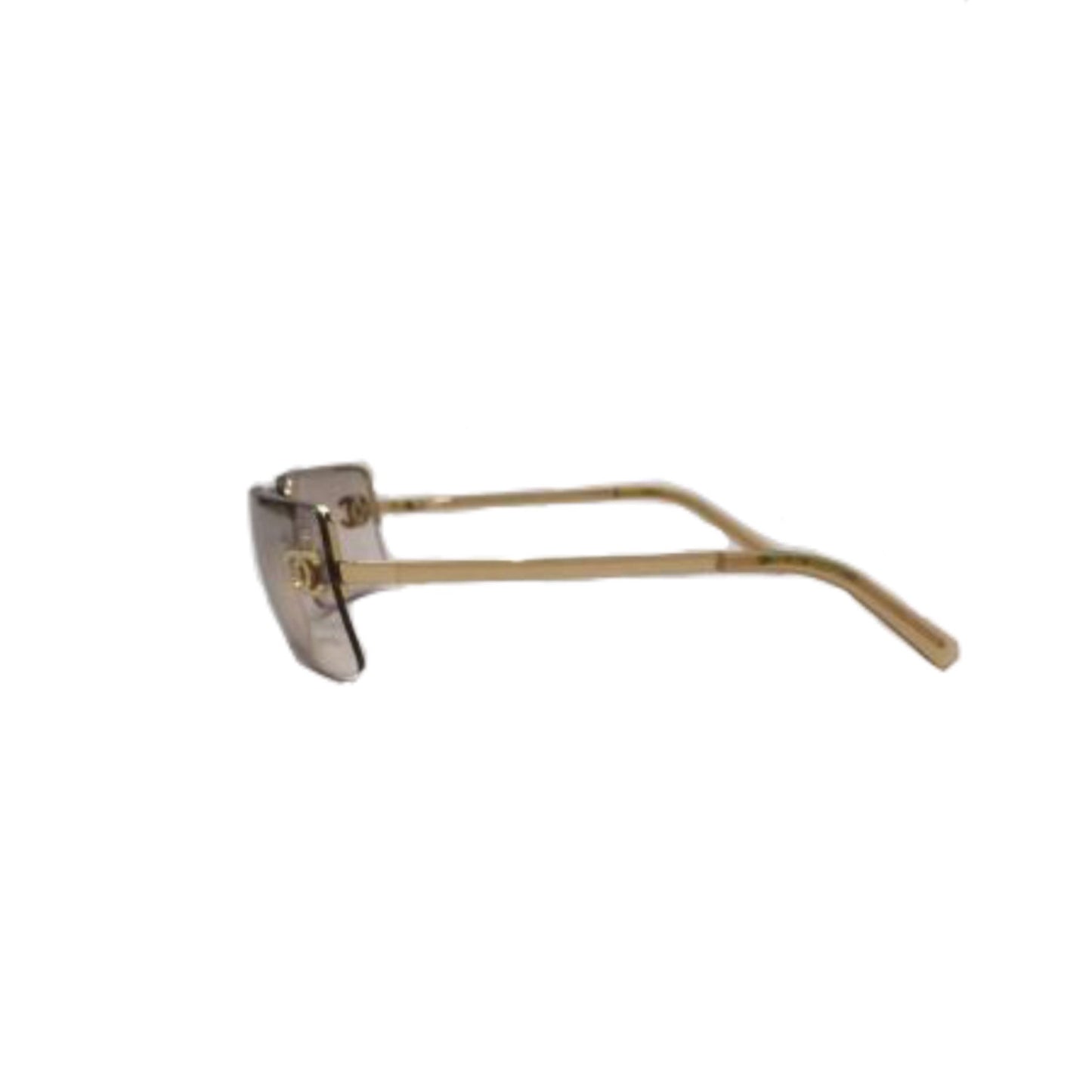 Chanel Rhinestone CC Logo Rose Gold Sunglasses