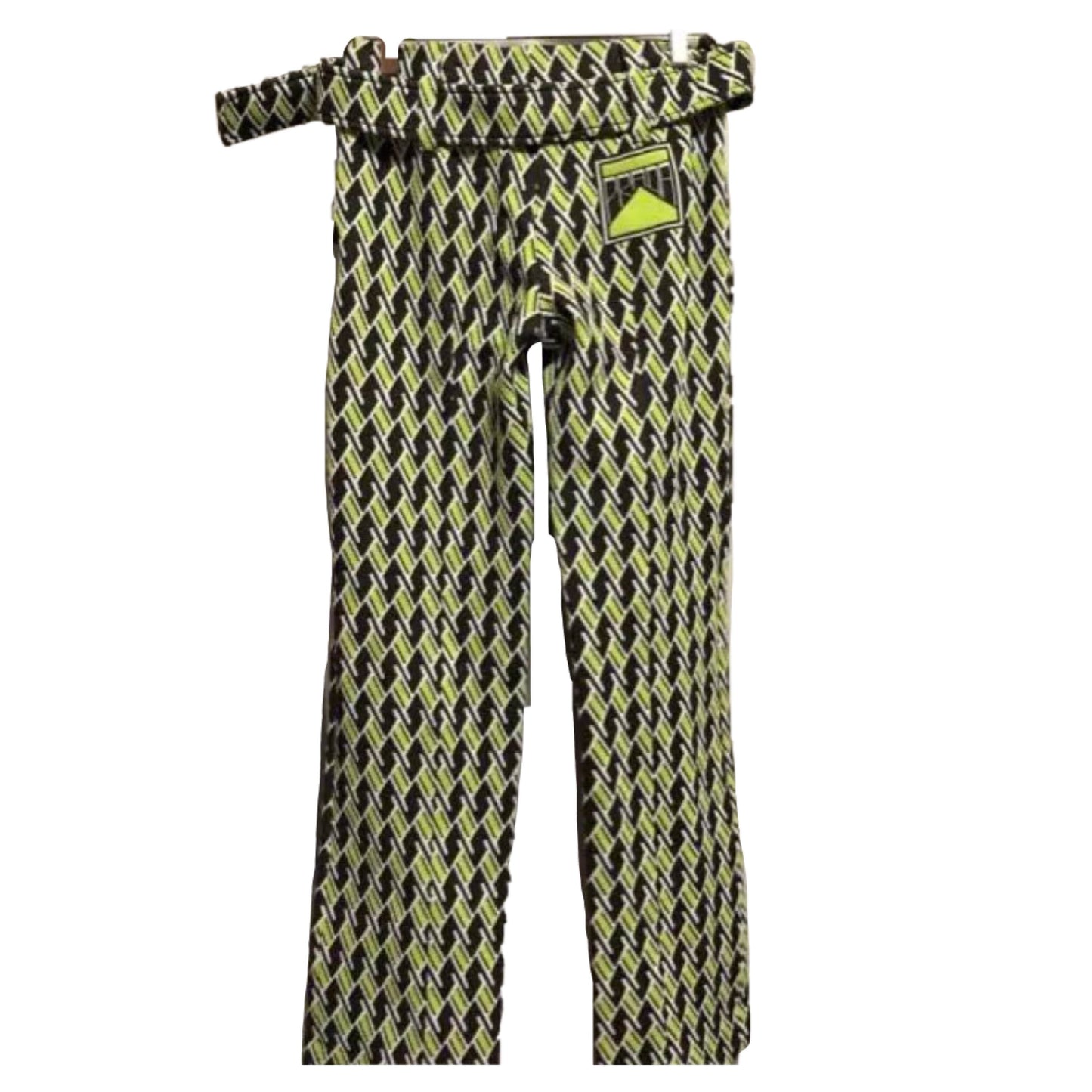 Prada Ski Knit Tile Print Belt Flare Pants