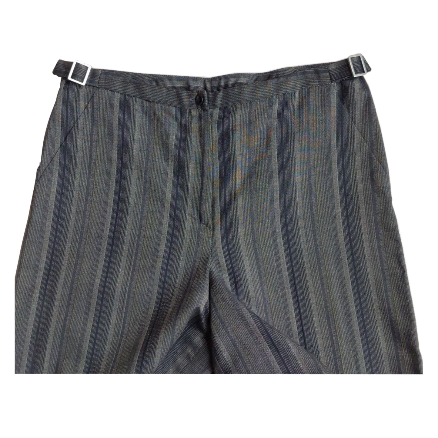 Kenzo Jungle Multi Size Stripe Buckle High Waist Wide Leg Pants