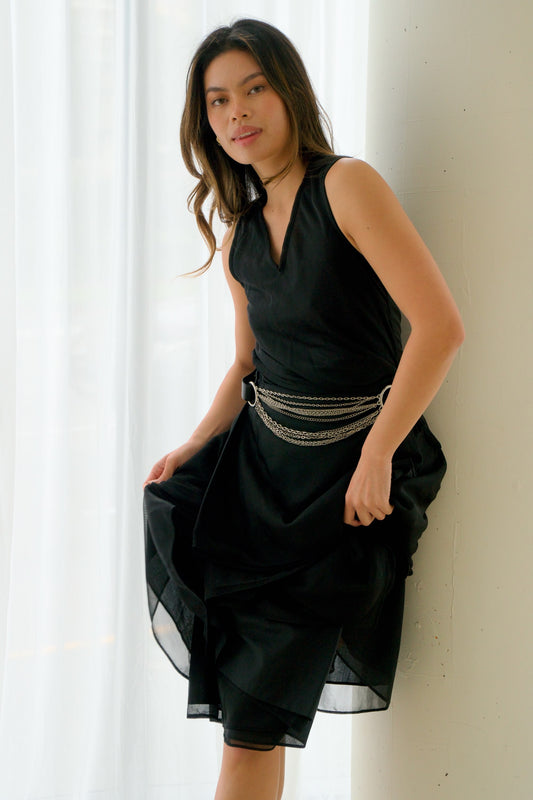 Comme Des Garcons V Neck Layered Wrap Dress