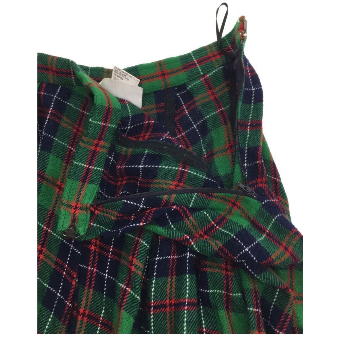Tricot Comme Des Garcons Wool Plaid Pleat Midi Skirt