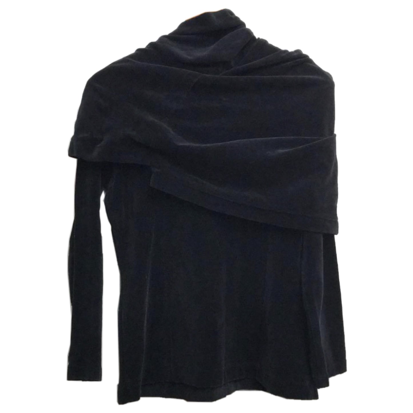 Comme Des Garcons Navy Velour Fold Over Mock Neck LS Top