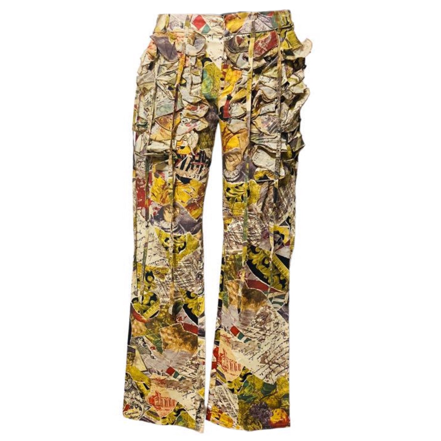 Moschino Letter Fruit Music Graphic Ruffle Pants